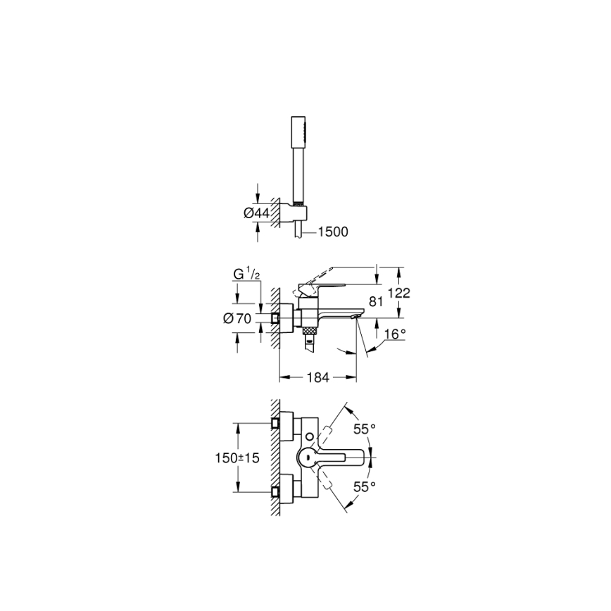 GROHE 33850001 - LINEARE ammehana DN 15 kiiltävä kromi