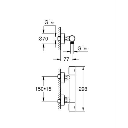 GROHE 34065AL2 - Termostaattinen suihkusekoitin GROHTHERM 1000 COSMOPOLITAN DN 15 grafiitti