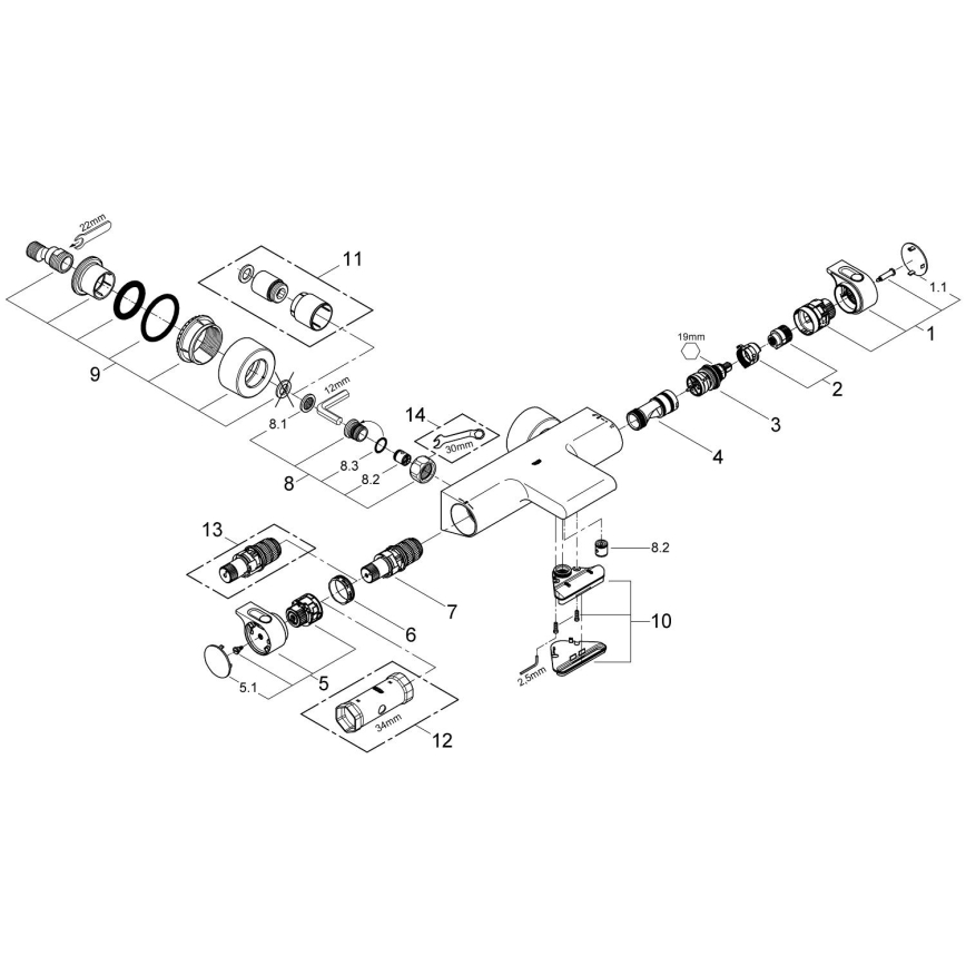 GROHE 34174001 - GROHTHERM 2000 172 mm termostaattinen ammehana, kiiltävä kromi