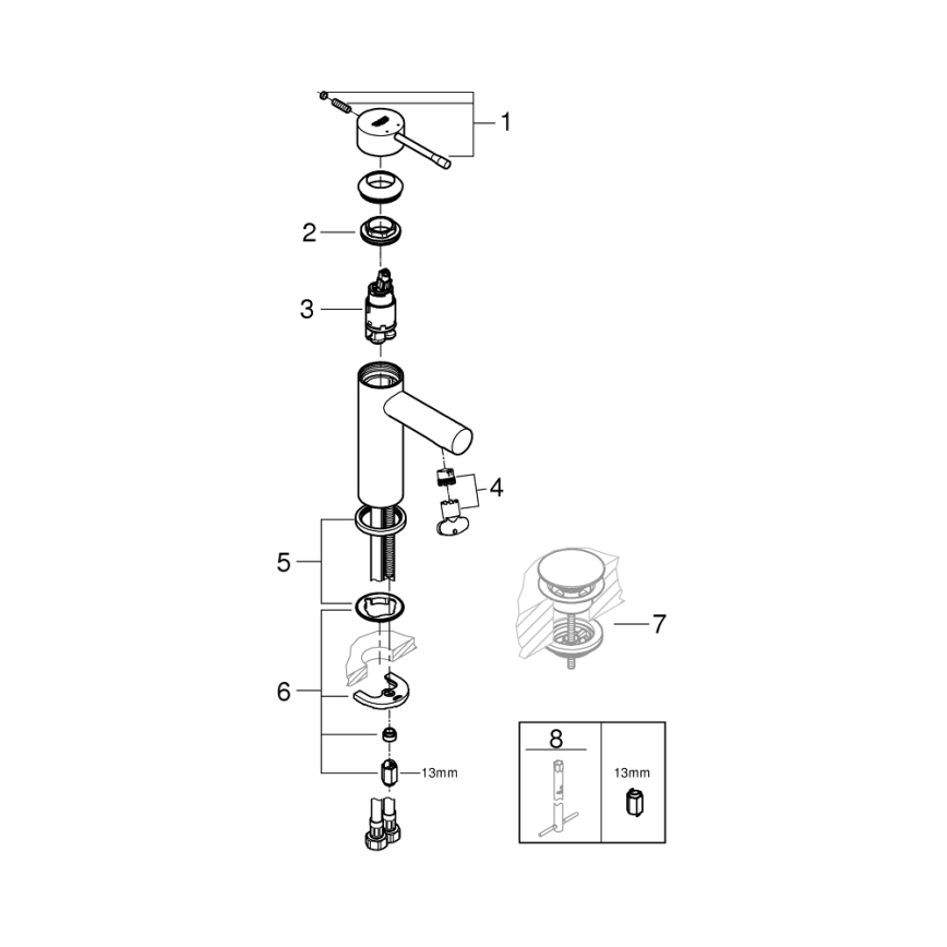 GROHE 34294001 - ESSENCE pesuallashana DN 15 kiiltävä kromi