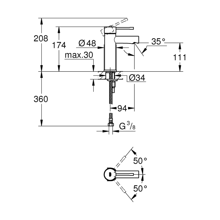 GROHE 34294001 - ESSENCE pesuallashana DN 15 kiiltävä kromi