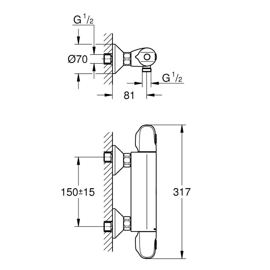 GROHE 34550000 - Termostaattinen suihkuhana GROHTHERM 1000 DN 15 kromi