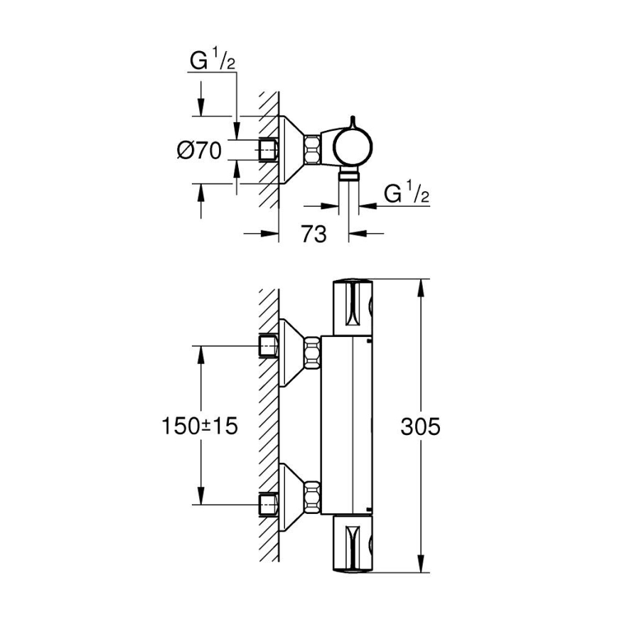 GROHE 34558000 - Termostaattinen suihkusekoitin GROHTHERM 800 DN 15 kiiltävä kromi