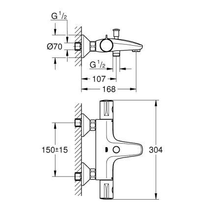 GROHE 34567000 - Termostaattinen ammehana GROHTHERM 800 DN 15 kiiltävä kromi