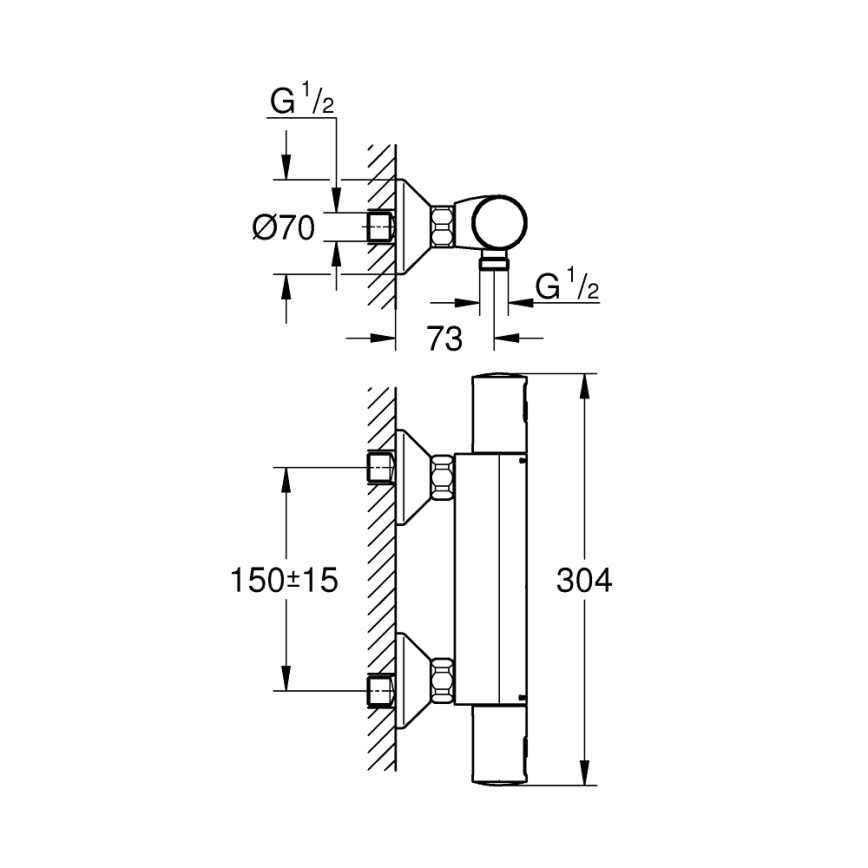 GROHE 345942430 - PRECISION START DN 15 termostaattinen suihkusekoitin, musta