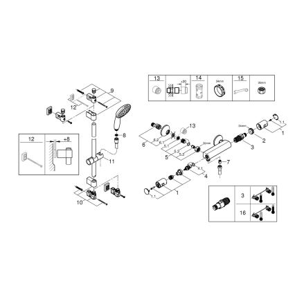 GROHE 345972431 -Termostaattinen suihkusekoitin PRECISION START 12” 60 cm musta