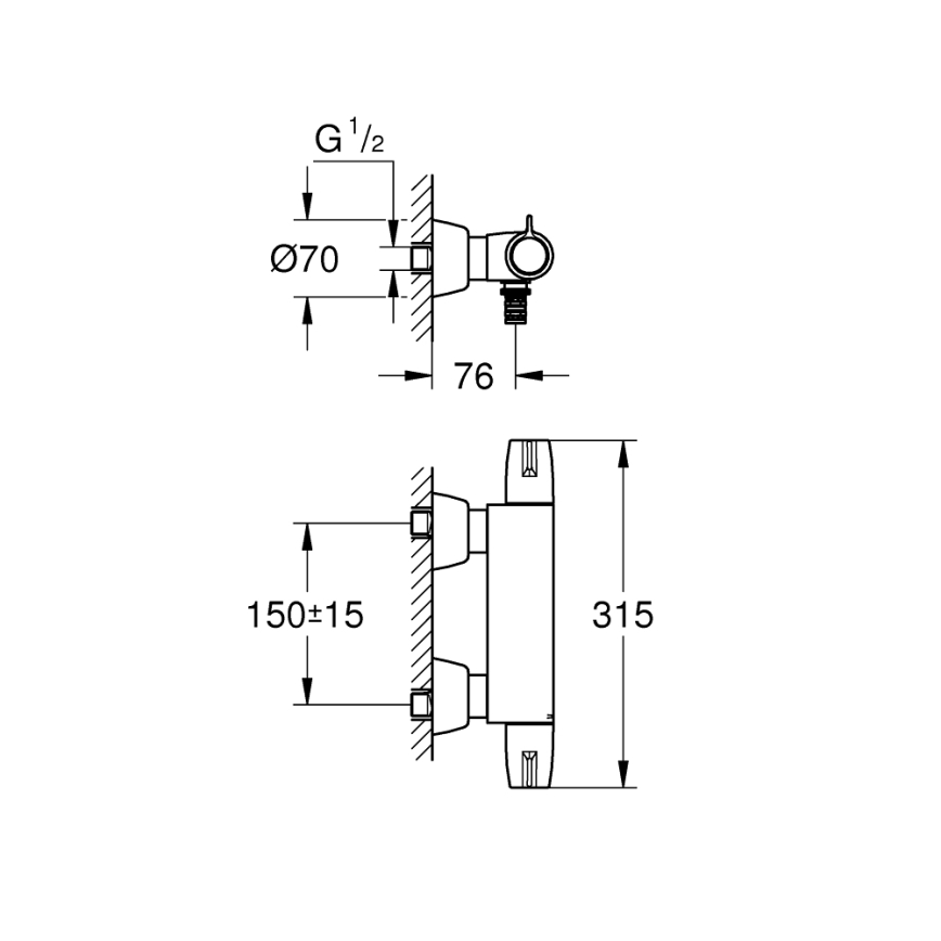 GROHE 34666000 - Termostaattinen lääketieteellinen hana DN 15, kiiltävä kromi