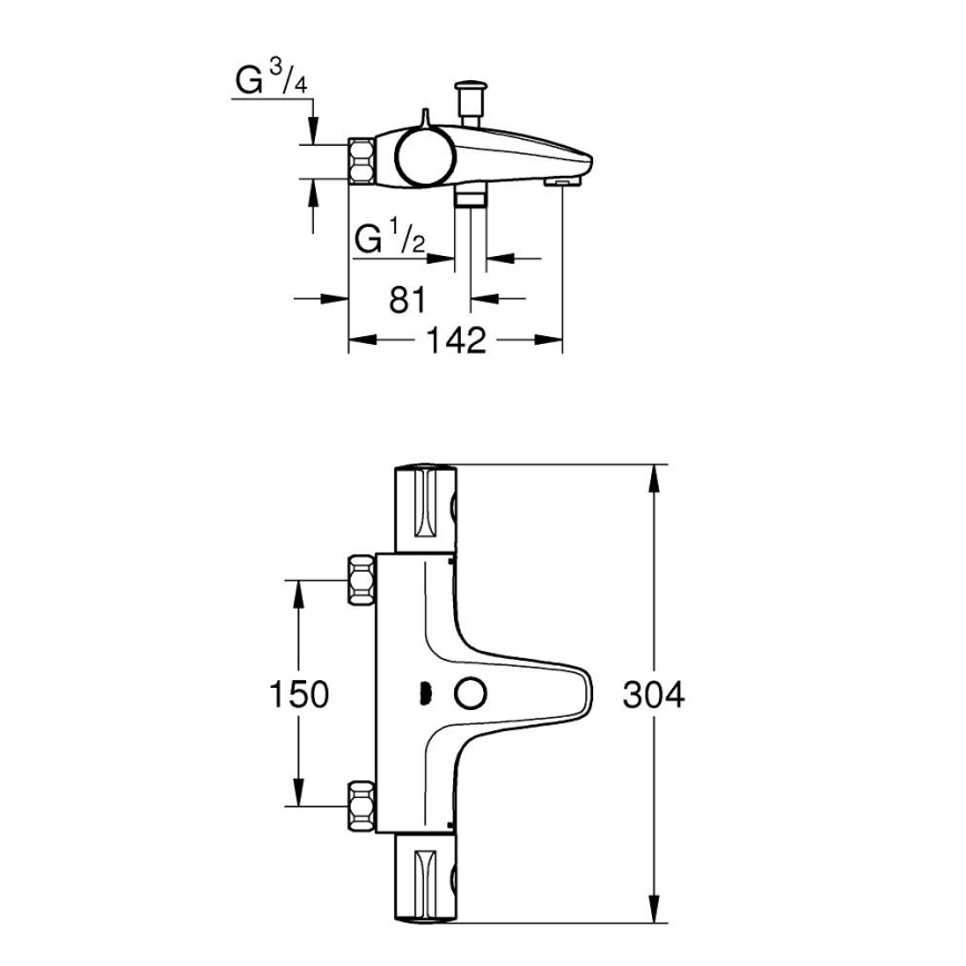GROHE 34754000 - GROHTHERM 800 DN 15 termostaattinen ammehana, kiiltävä kromi