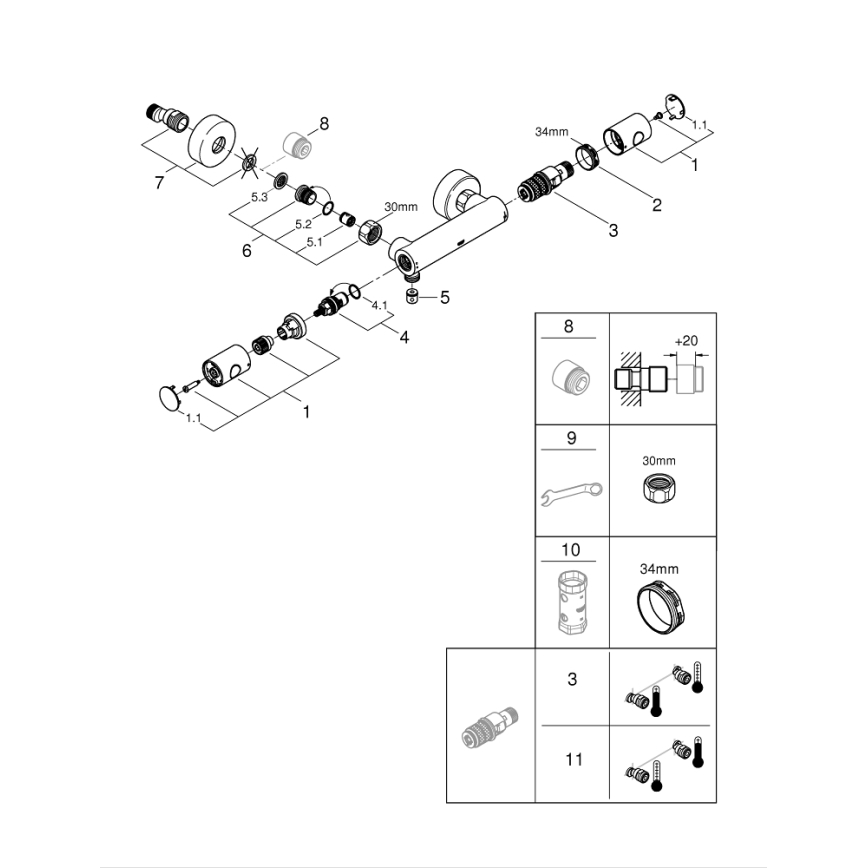 GROHE 34773000 - Termostaattinen suihkusekoitin PRECISION GET DN 15 kiiltävä kromi