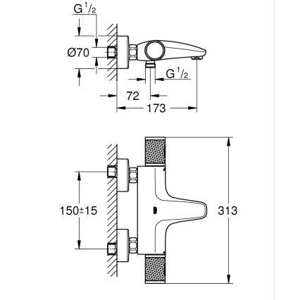 GROHE 34788000 - Termostaattinen ammehana PRECISION FEEL DN 15 kiiltävä kromi