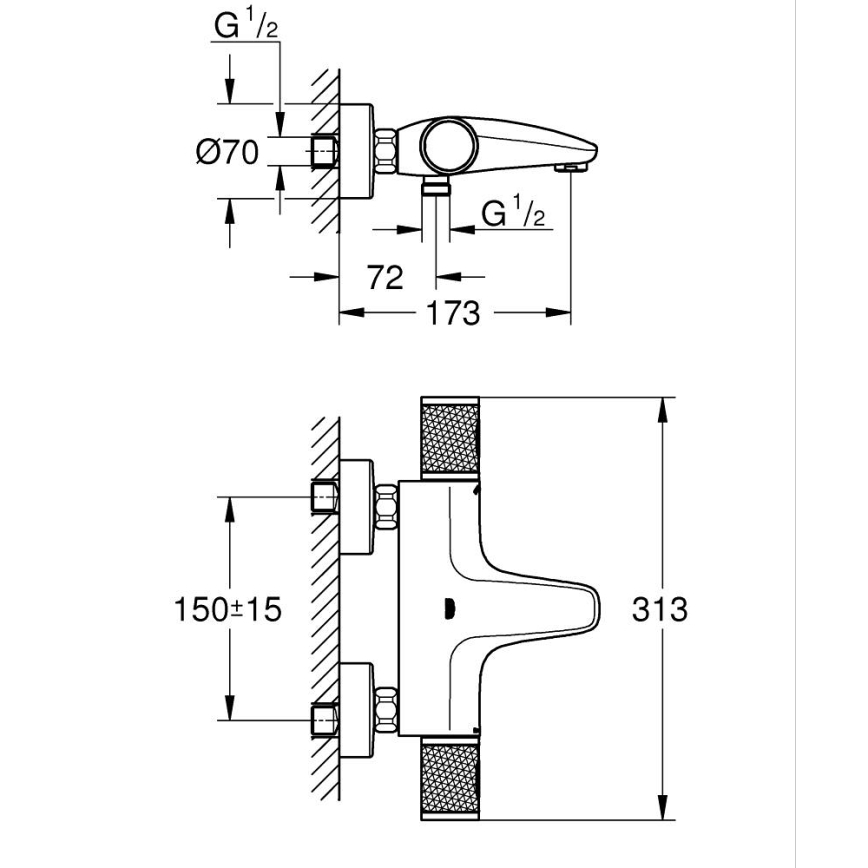 GROHE 34788000 - Termostaattinen ammehana PRECISION FEEL DN 15 kiiltävä kromi