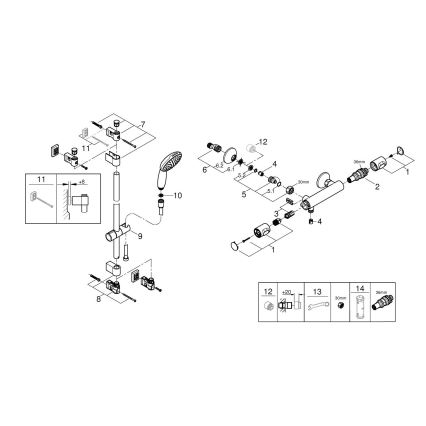 GROHE 34800001 - PRECISION FLOW 600 mm termostaattinen suihkusarja, kiiltävä kromi