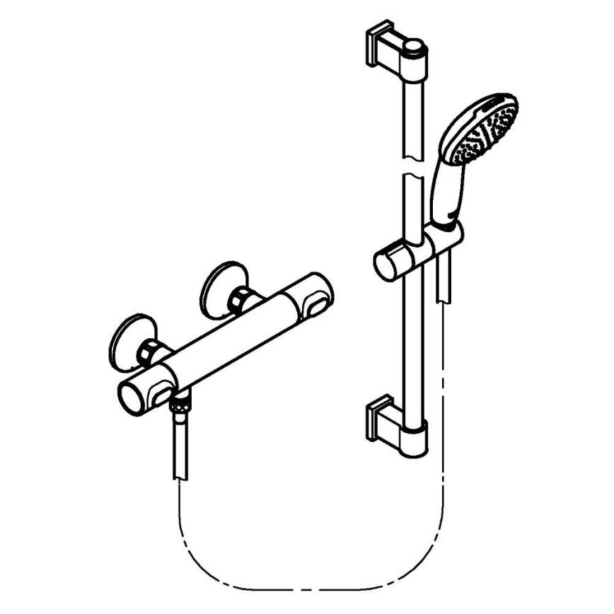 GROHE 34800001 - PRECISION FLOW 600 mm termostaattinen suihkusarja, kiiltävä kromi