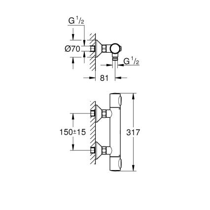 GROHE 34840000 - Termostaattinen suihkusekoitin PRECISION DN 15, kiiltävä kromi