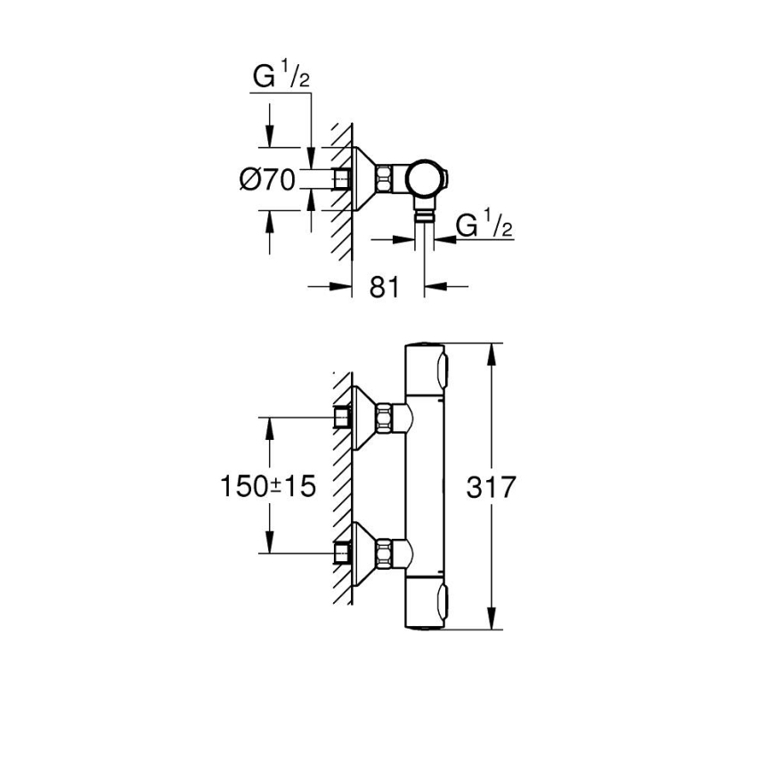 GROHE 34840000 - Termostaattinen suihkusekoitin PRECISION DN 15, kiiltävä kromi