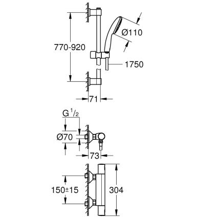 GROHE 34854001 - PRECISION START termostaattinen suihkusekoitin 900 mm kromi