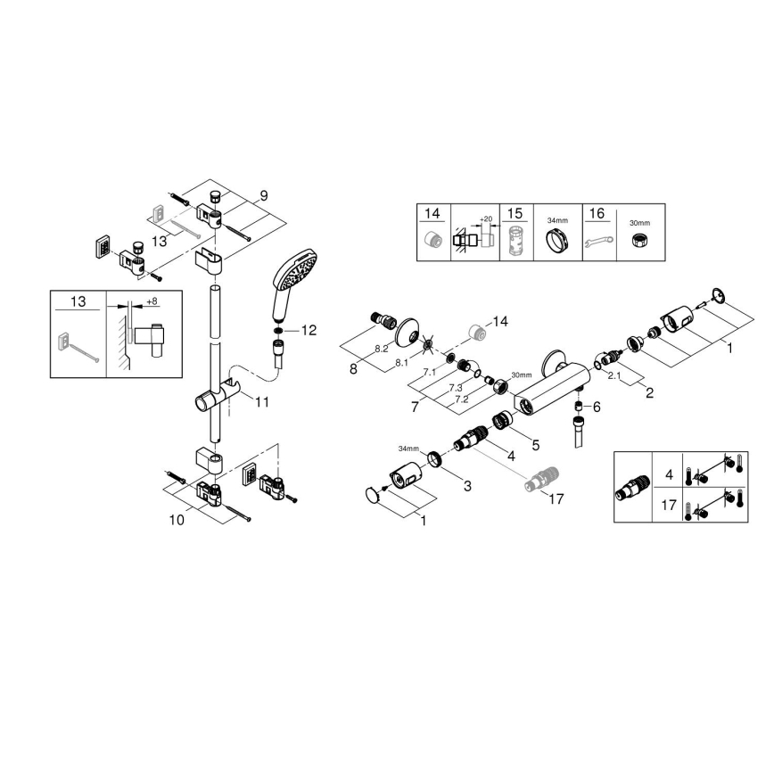 GROHE 34855003 - Termostaattinen suihkusekoitin PRECISION TREND 150 mm kromi