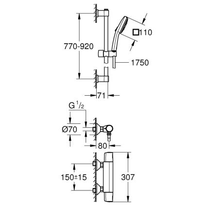 GROHE 34855003 - Termostaattinen suihkusekoitin PRECISION TREND 150 mm kromi