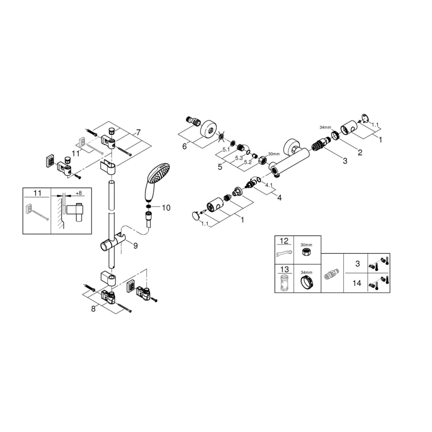 GROHE 34857000 - Suihkusarja termostaattisekoittimella PRECISION GET 12” kiiltävä kromi