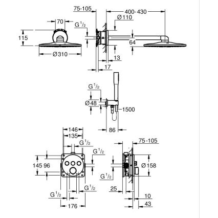 GROHE 34874000 - Suihkujärjestelmä PRECISION SMARTCONTROL 310 mm kiiltävä kromi
