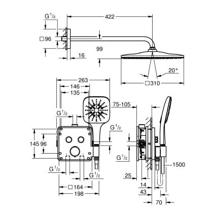 GROHE 34876000 - Suihkujärjestelmä PRECISION SMARTCONTROL 310 × 310 mm kromi
