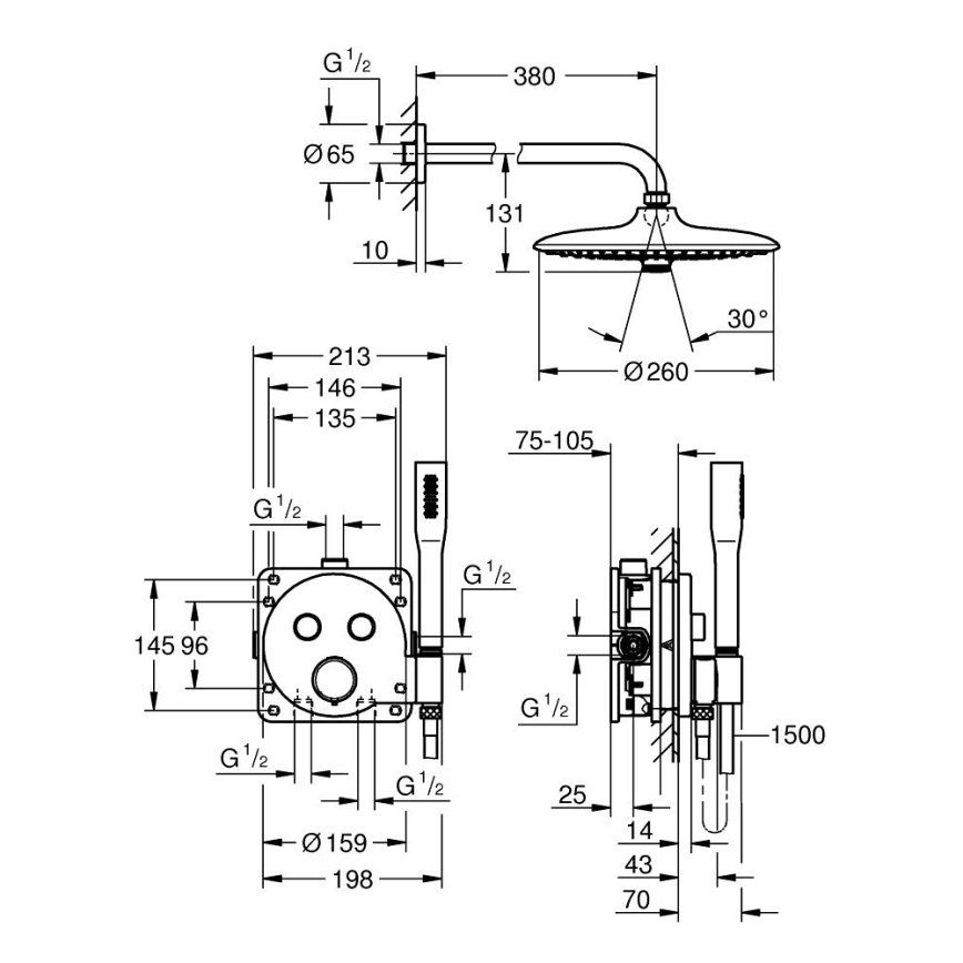 GROHE 34878000 - PRECISION SMARTCONTROL 260 mm suihkujärjestelmä, kiiltävä kromi