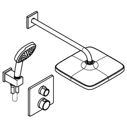 GROHE 348822430 - PRECISION suihkusarja 250 × 250 mm musta