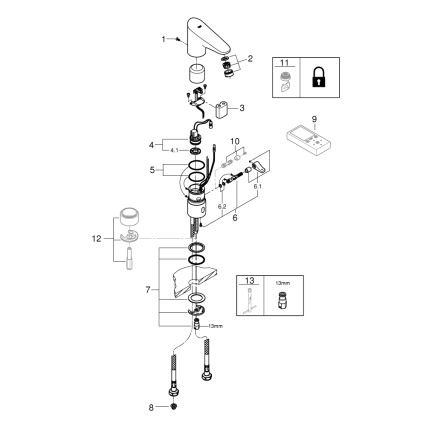 GROHE 36207001 - EUROPLUS E DN 15 elektroninen pesuallashana, kiiltävä kromi