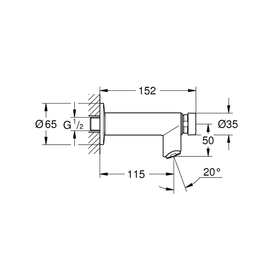 GROHE 36266000 - Automaattisesti sulkeutuva seinään asennettava venttiili EUROECO COSMOPOLITAN T DN 15 kromi