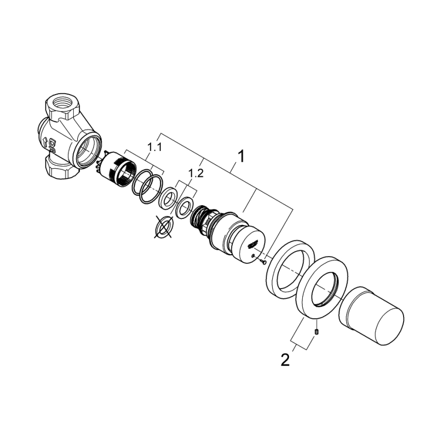 GROHE 36268000-Itsesulkeutuva läpivirtausventtiili EUROECO COSMOPOLITAN T DN 15 kromi