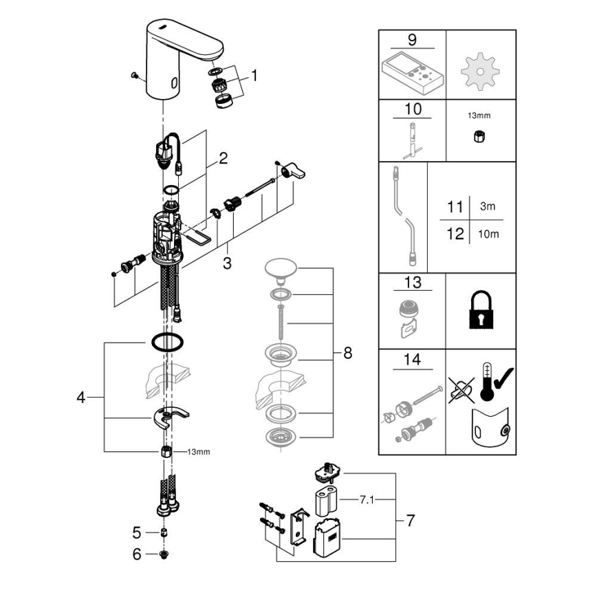 GROHE 36366002 - Elektroninen pesuallashana GET E, kiiltävä kromi