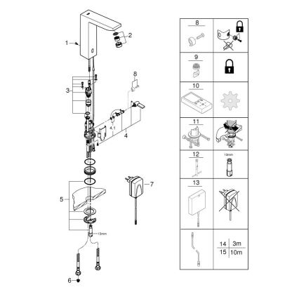 GROHE 36440000 - Infrapunaohjattu elektroninen pesuallashana EUROCUBE E DN 15 kromi