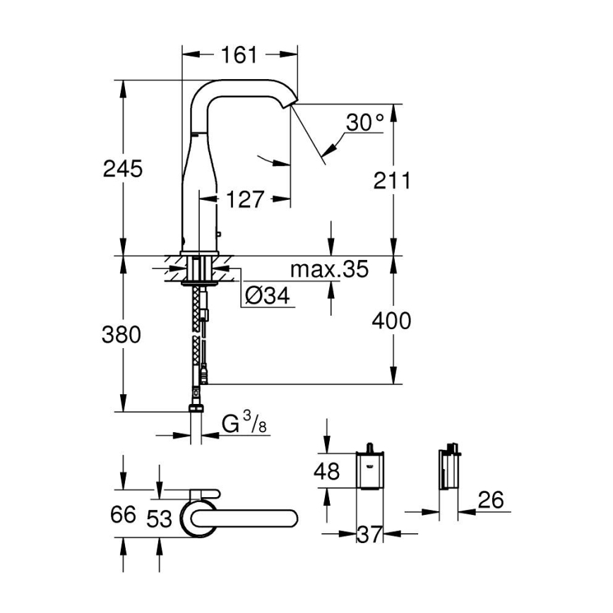GROHE 36445000 - Infrapunaohjattu elektroninen pesuallashana ESSENCE E kiiltävä kromi