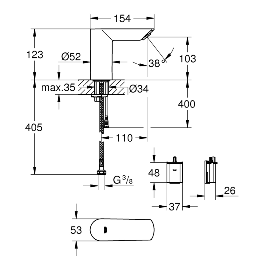 GROHE 36452000 - Infrapunaelektroninen pesuallashana BAU COSMOPOLITAN E kromi