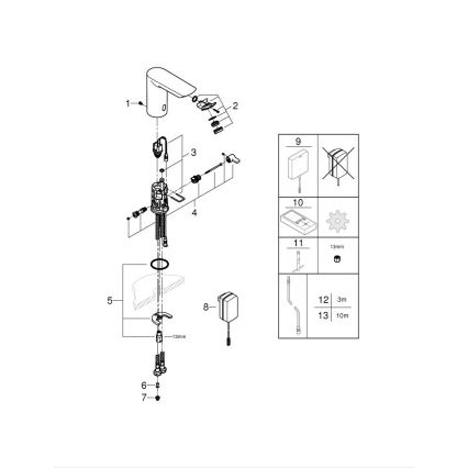 GROHE 36453000 - Infrapuna-elektroninen pesuallashana BAU COSMOPOLITAN E 123 mm kromi
