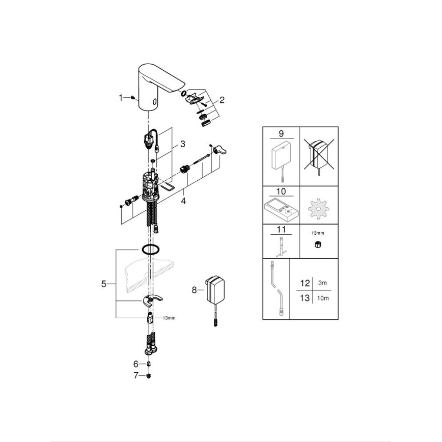 GROHE 36453000 - Infrapuna-elektroninen pesuallashana BAU COSMOPOLITAN E 123 mm kromi