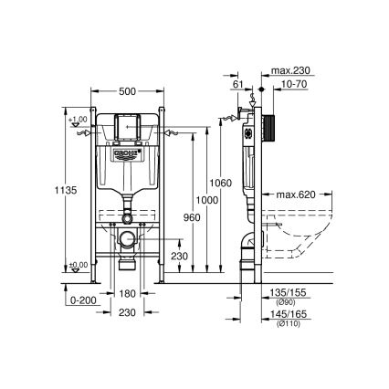 GROHE 36497000 - SOLIDO WC-moduuli 1,13 m valkoinen