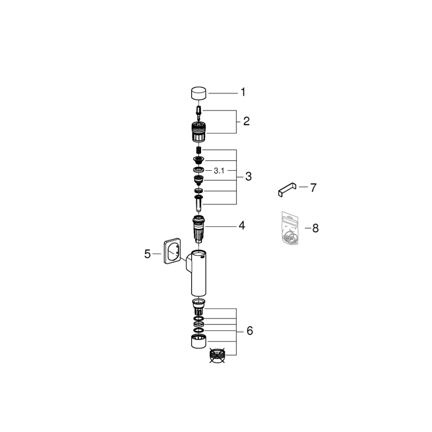 GROHE 37349000 - Painehuuhtelija RONDO A.S. 3” kiiltävä kromi