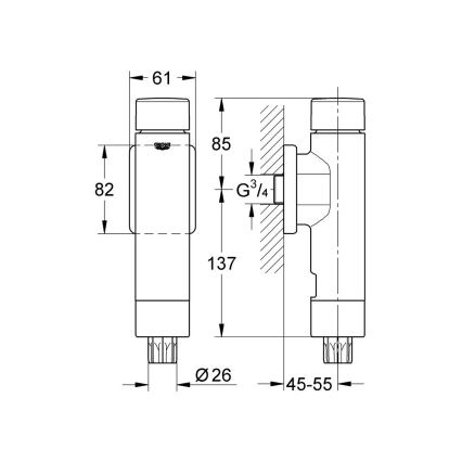 GROHE 37349000 - Painehuuhtelija RONDO A.S. 3” kiiltävä kromi