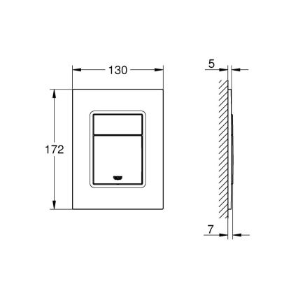 GROHE 37535AL0 - Huuhtelupainike SKATE COSMOPOLITAN S 130 × 172 mm grafiitinharmaa