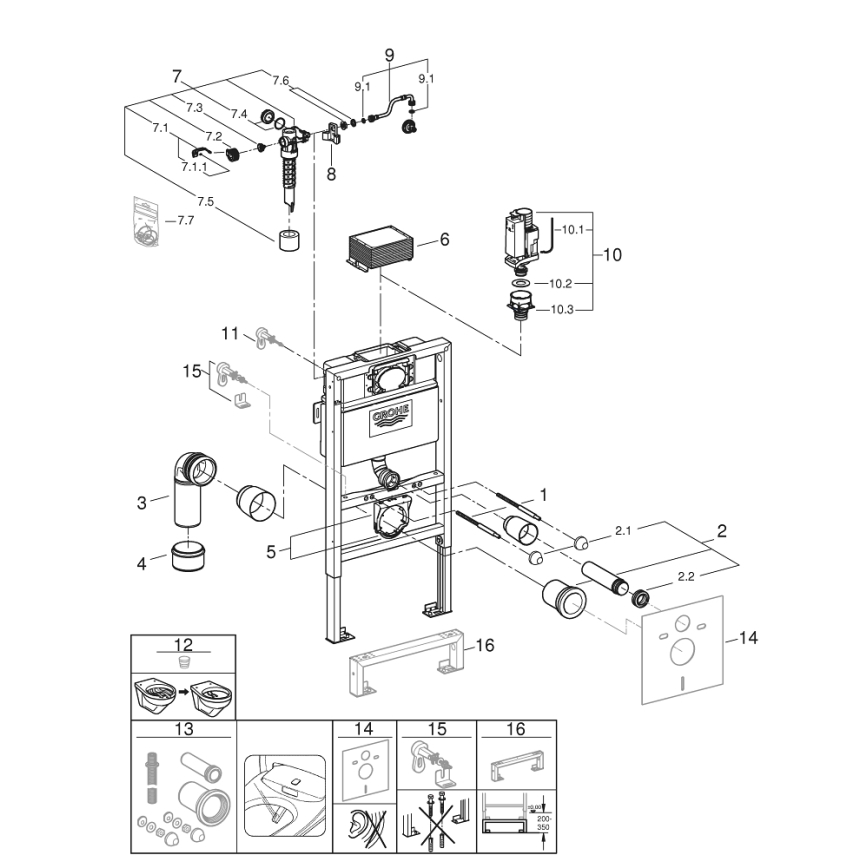GROHE 38526000 - WC-asennusmoduuli RAPID SL 0,82 m valkoinen