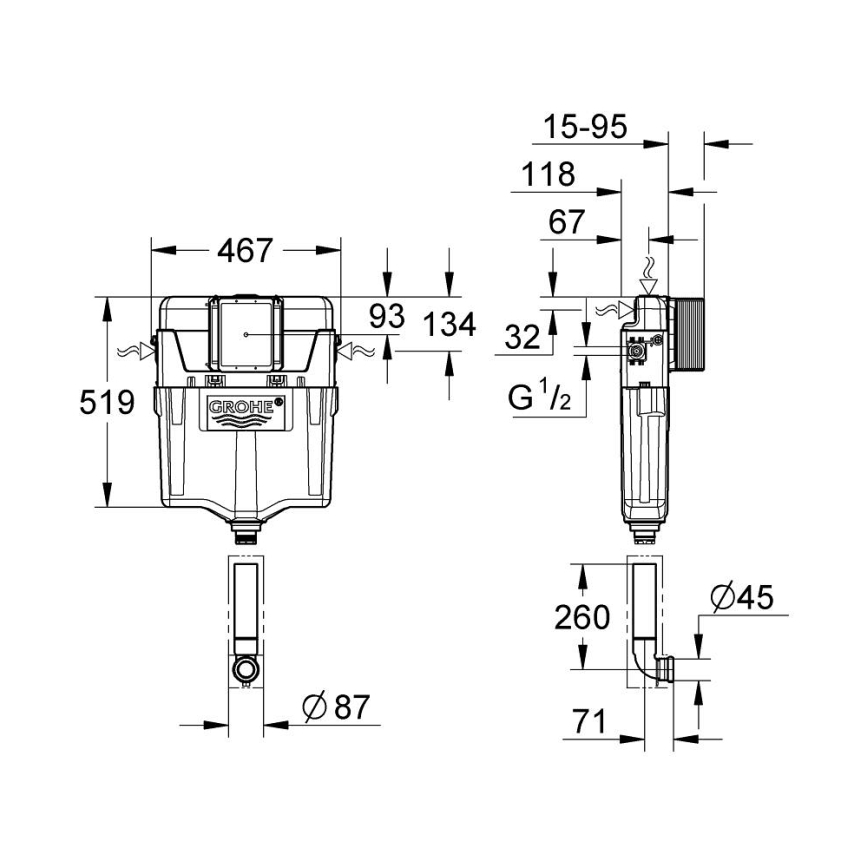 GROHE 38661000 - GD 2 huuhtelusäiliö