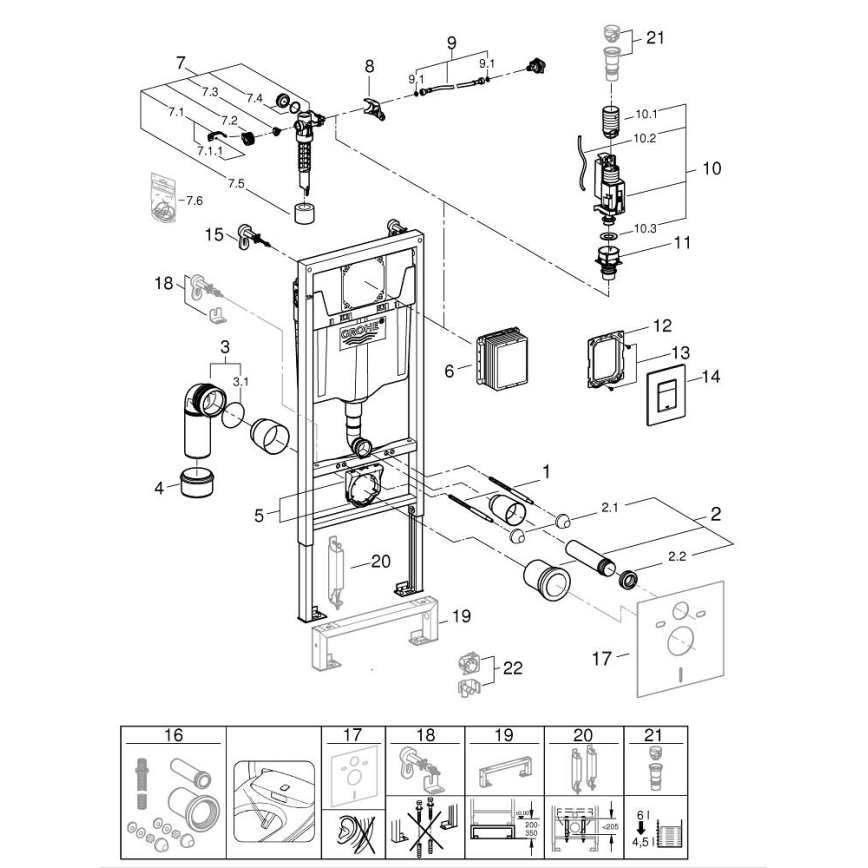GROHE 38811KF0 - 3-in-1 WC-setti SOLIDO 1,13 m musta