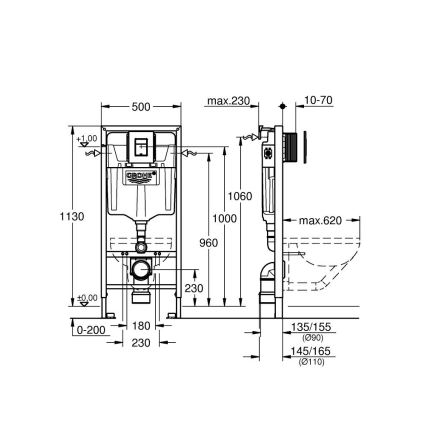 GROHE 38811KF0 - 3-in-1 WC-setti SOLIDO 1,13 m musta