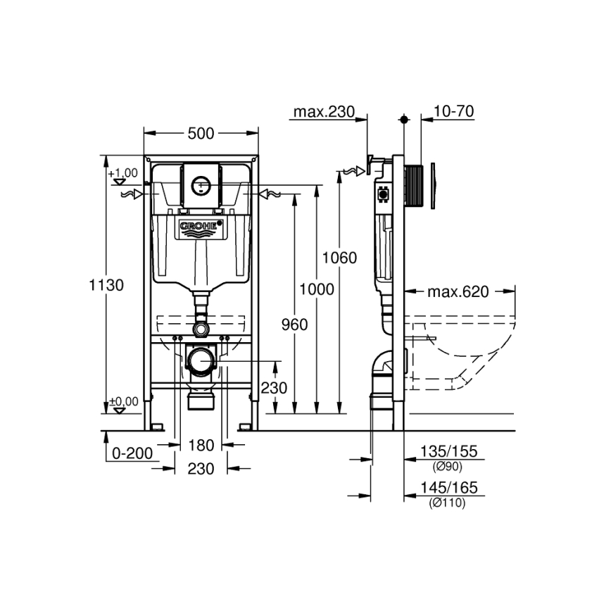 GROHE 38860000 - 3-in-1-setti RAPID SL 1,13 m