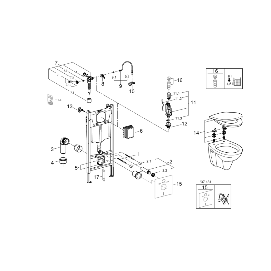 GROHE 39116000 - 4-in-1-setti, SOLIDO COMPACT -keraamiosalla, 1,13 m