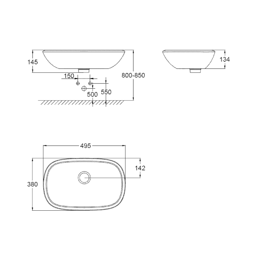 GROHE 39216000 - Pöytätason pesuallas EUROSTYLE 500 × 380 mm keraaminen/valkoinen