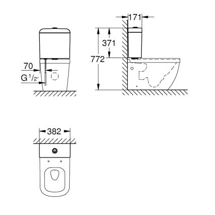 GROHE 39332000 - EURO CERAMIC huuhtelusäiliö 385 × 170 × 370 mm keramiikka/valkoinen