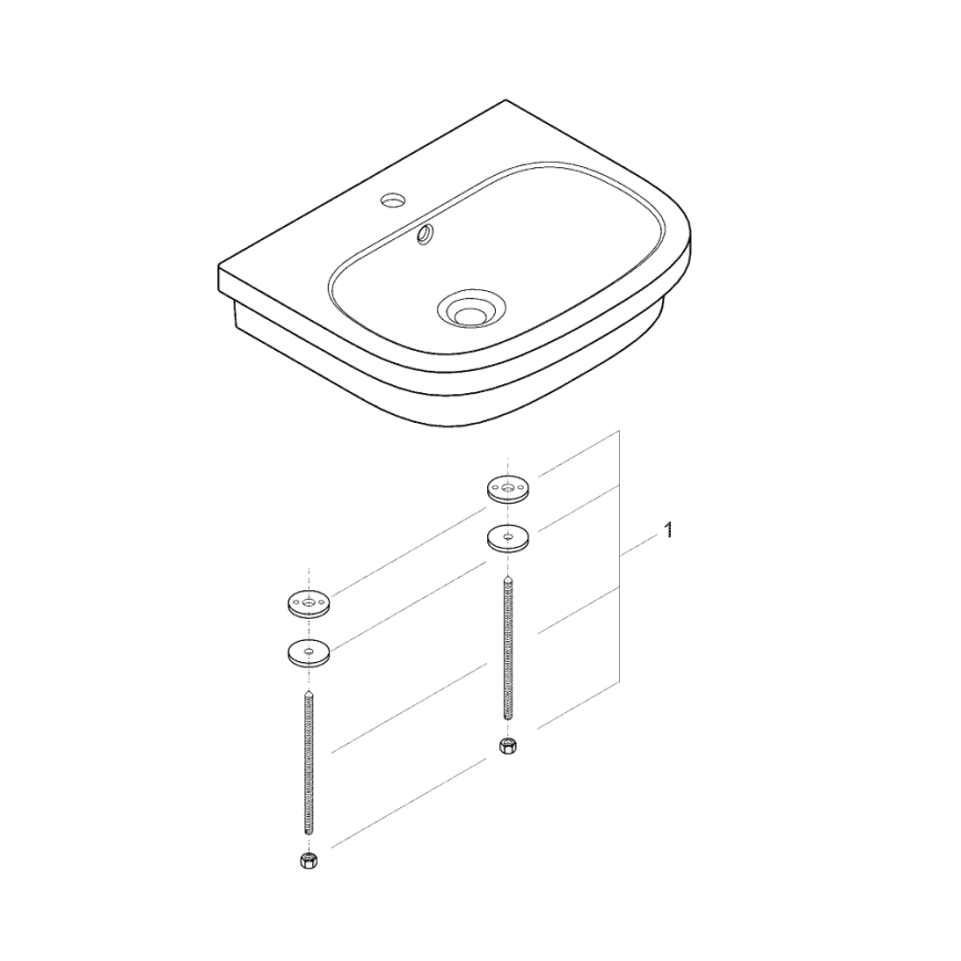 GROHE 39337000 - Tasolle asennettava pesuallas EURO CERAMIC 600 × 480 mm keramiikka/valkoinen