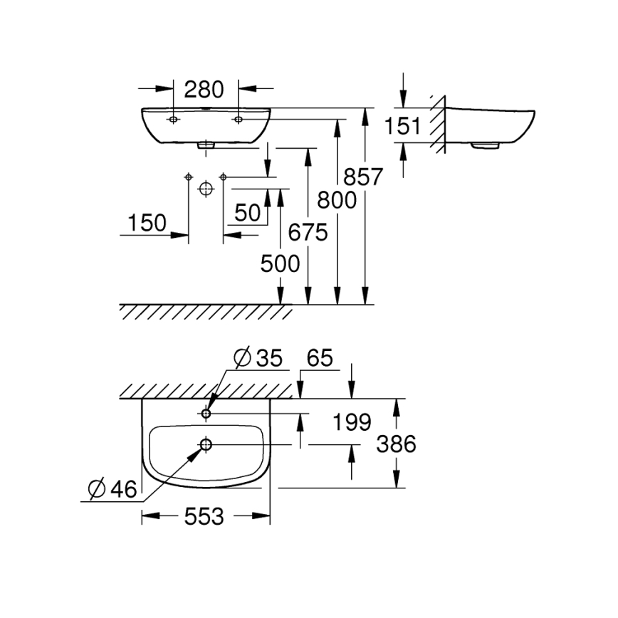 GROHE 39440000 - Pesuallas BAU CERAMIC 553 × 386 mm keramiikka/valkoinen